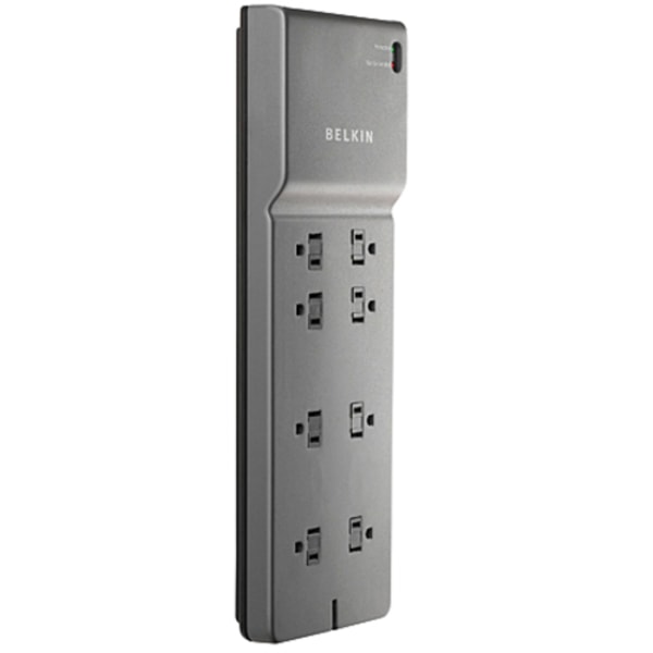 Belkin Power Strip Surge Protector with 8 Outlets 6 ft Long Flat Plug Heavy Duty Extension Cord + Overload Protection for Home Office Travel Computer Desktop & Phone Charging Brick (3 550 Joules)